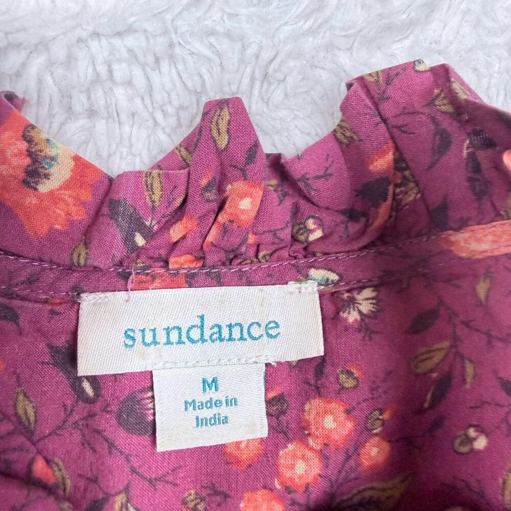 Sundance Plum Floral Ruffle-Neck Blouse - Picture 4 of 9
